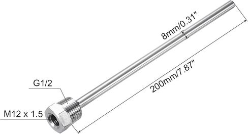 UXCELL 2 PCS 8MM DIA G1/2 THERMOWELL LELDLESS FESTER 304 مع غدة الكابلات 30 مم لطول البيرة ، أبيض in Kuwait
