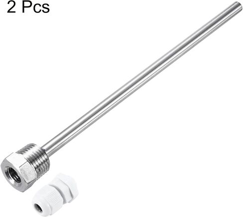UXCELL 2 PCS 8MM DIA G1/2 THERMOWELL LELDLESS FESTER 304 مع غدة الكابلات 30 مم لطول البيرة ، أبيض in Kuwait