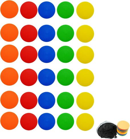 Spot Markers Set, 4inch Poly Floor Dots in 5 Colors with Mesh Storage Bag,Non-Slip Flat Floor Markers for Sports Practice in Kuwait
