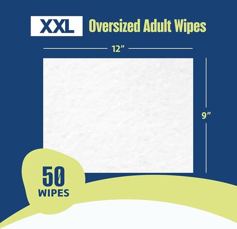 Adult Wipes Extra Large 9"x12" - Thicker Disposable Washcloths for Elderly Care & Shower Alternative - Fragrance-Free with Flip-Top - 12 Pack + 8 Travel Wipes in Saudi Arabia
