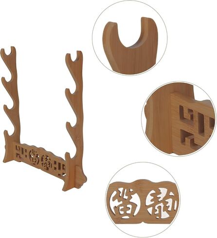 Brown - 4 Layer Bamboo Flute Display Stand Flute Stand Musical Instrument display Rack Xiao Bawu Display Stand Sword Stand Samurai Sword Stand Bamboo Seat Nanzhu Rack in Kuwait