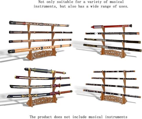 Brown - 4 Layer Bamboo Flute Display Stand Flute Stand Musical Instrument display Rack Xiao Bawu Display Stand Sword Stand Samurai Sword Stand Bamboo Seat Nanzhu Rack in Kuwait
