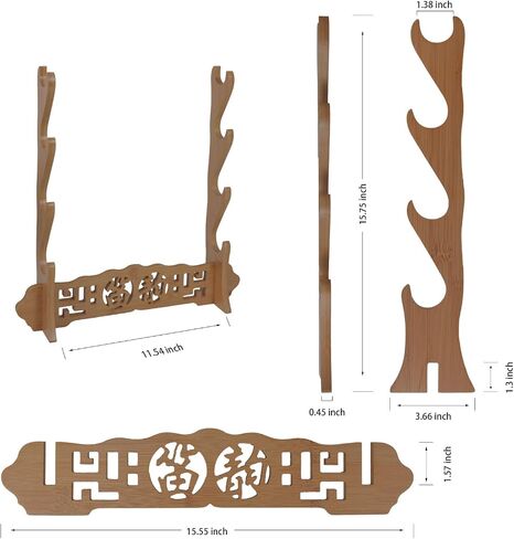 Brown - 4 Layer Bamboo Flute Display Stand Flute Stand Musical Instrument display Rack Xiao Bawu Display Stand Sword Stand Samurai Sword Stand Bamboo Seat Nanzhu Rack in Kuwait