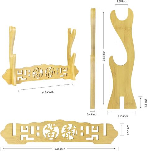 Brown - 4 Layer Bamboo Flute Display Stand Flute Stand Musical Instrument display Rack Xiao Bawu Display Stand Sword Stand Samurai Sword Stand Bamboo Seat Nanzhu Rack in Kuwait