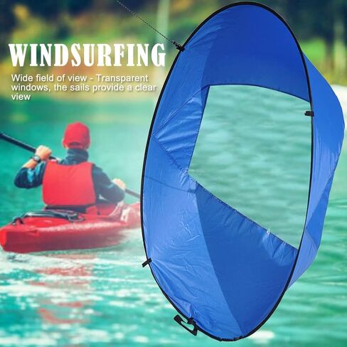 Kayak Wind Sail, Downwind Wind Sail, 42inch Nylon Foldable Board Wind Sail with Transparent Window, Wind Paddle Sail for Kayaks, Canoes, Inflatable Boats and Paddle in Kuwait