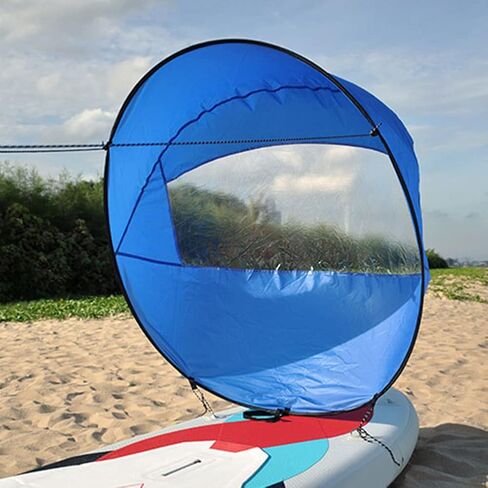 Kayak Wind Sail, Downwind Wind Sail, 42inch Nylon Foldable Board Wind Sail with Transparent Window, Wind Paddle Sail for Kayaks, Canoes, Inflatable Boats and Paddle in Kuwait