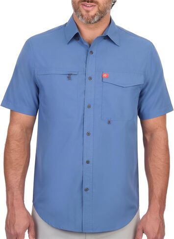 The American Outdoorsman Men's Short Sleeve Button Down Guide Shirt - Sun Protection Moisture-Wicking Canvas Work Shirt in Saudi Arabia