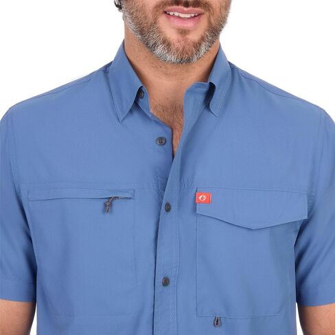 The American Outdoorsman Men's Short Sleeve Button Down Guide Shirt - Sun Protection Moisture-Wicking Canvas Work Shirt in Saudi Arabia