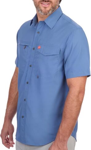 The American Outdoorsman Men's Short Sleeve Button Down Guide Shirt - Sun Protection Moisture-Wicking Canvas Work Shirt in Saudi Arabia