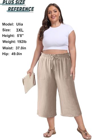 Lepunuo Women's Wide Leg Capri Pants High Waisted Palazzo Pants Adjustable Casual Tie Knot Pants with Pockets in Saudi Arabia