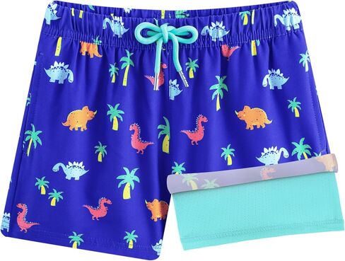 BRISIRA Boys Swim Trunks Swim Shorts with Compression Liner Stretch Bathing Suit Swimsuit Toddler Kids Youth Teen Quick Dry in Kuwait
