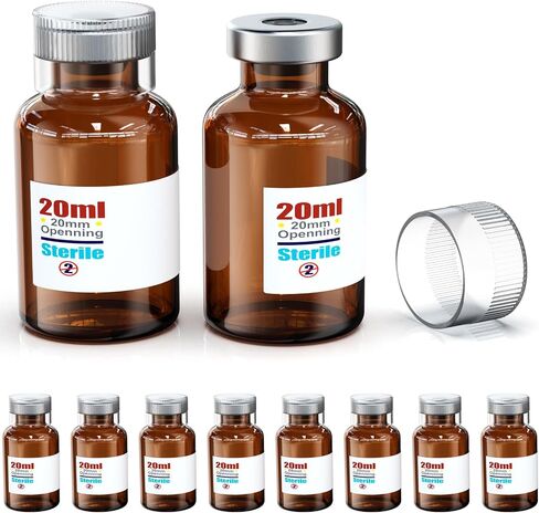 حلول Biomed Solutions قارورة فارغة معقمة مع غطاء بلاستيكي قابل لإعادة الاستخدام ، جاهز لملء الحاويات الزجاجية ، زجاجة حقن سائلة مغلقة بميناء حقن الشفاء الذاتي (30 مل 10pcs) in Kuwait