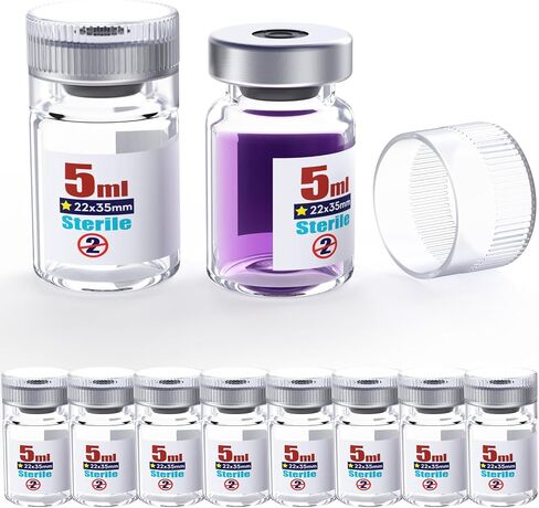 حلول Biomed Solutions قارورة فارغة معقمة مع غطاء بلاستيكي قابل لإعادة الاستخدام ، جاهز لملء الحاويات الزجاجية ، زجاجة حقن سائلة مغلقة بميناء حقن الشفاء الذاتي (30 مل 10pcs) in Kuwait