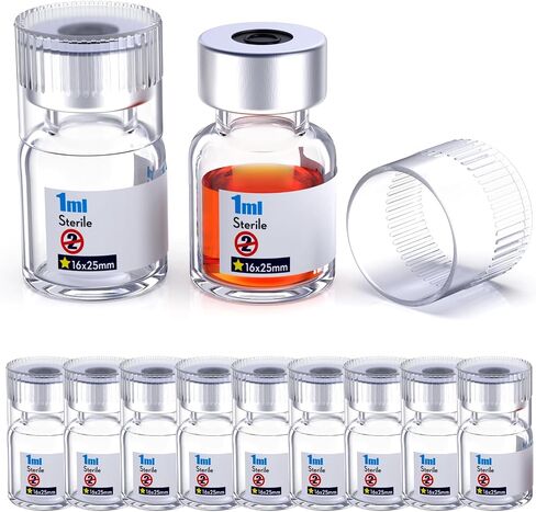 حلول Biomed Solutions قارورة فارغة معقمة مع غطاء بلاستيكي قابل لإعادة الاستخدام ، جاهز لملء الحاويات الزجاجية ، زجاجة حقن سائلة مغلقة بميناء حقن الشفاء الذاتي (30 مل 10pcs) in Kuwait