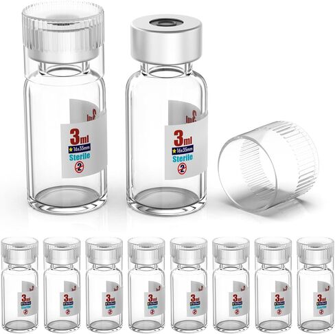 حلول Biomed Solutions قارورة فارغة معقمة مع غطاء بلاستيكي قابل لإعادة الاستخدام ، جاهز لملء الحاويات الزجاجية ، زجاجة حقن سائلة مغلقة بميناء حقن الشفاء الذاتي (30 مل 10pcs) in Kuwait