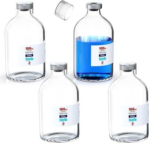حلول Biomed Solutions قارورة فارغة معقمة مع غطاء بلاستيكي قابل لإعادة الاستخدام ، جاهز لملء الحاويات الزجاجية ، زجاجة حقن سائلة مغلقة بميناء حقن الشفاء الذاتي (30 مل 10pcs) in Kuwait