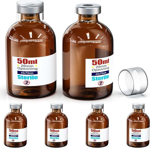 حلول Biomed Solutions قارورة فارغة معقمة مع غطاء بلاستيكي قابل لإعادة الاستخدام ، جاهز لملء الحاويات الزجاجية ، زجاجة حقن سائلة مغلقة بميناء حقن الشفاء الذاتي (30 مل 10pcs) in Kuwait