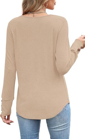 XIEERDUO Long Sleeve Shirt for Women Fall Outfits 2025 Dressy Casual Fashion Clothing V Neck Tunic Tops with Button in Saudi Arabia
