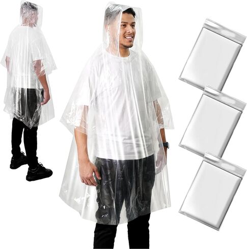ANYOO Disposable Rain Poncho for Adults Waterproof Emergency Rain Gear Ultra-Lightweight & Compact for Outdoor Events in Saudi Arabia