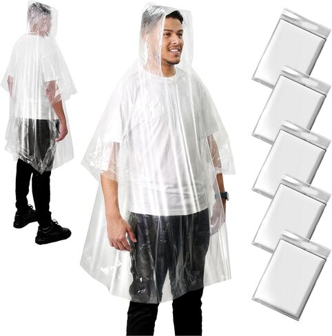 ANYOO Disposable Rain Poncho for Adults Waterproof Emergency Rain Gear Ultra-Lightweight & Compact for Outdoor Events in Saudi Arabia