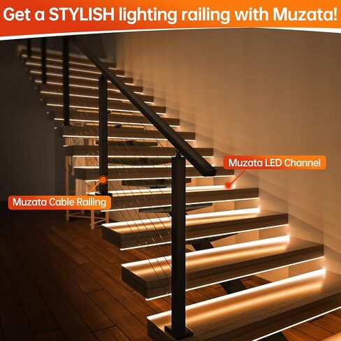 Muzata 20pack 6.6ft/2m نظام قناة LED أوسع مع غطاء سوداء مدخن شفاف أسود الأسود قناة LED قناة U102 BB 2M in Kuwait