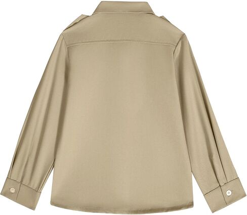 Boys Long Sleeve Button-Down Shirt Kids Casual Western Shirts Tops with Two Pockets in Kuwait