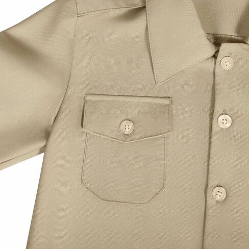 Boys Long Sleeve Button-Down Shirt Kids Casual Western Shirts Tops with Two Pockets in Kuwait