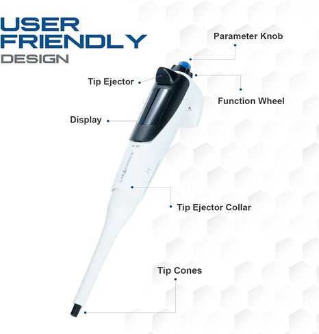 LabChoice Single Channel Electronic Pipette - Multifunctional Laboratory Micropipette with 5-50μl Adjustable Volume, Digital Display in Saudi Arabia