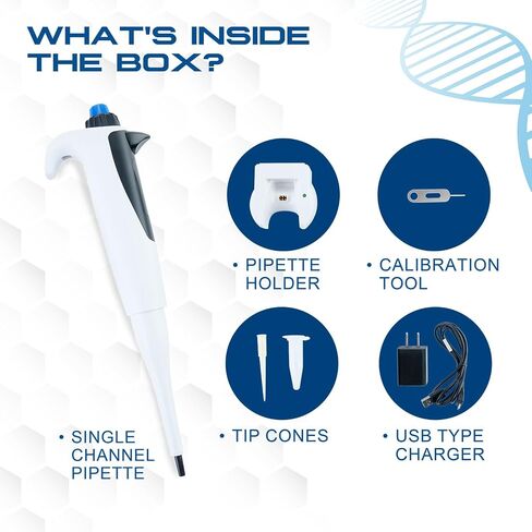 LabChoice Single Channel Electronic Pipette - Multifunctional Laboratory Micropipette with 5-50μl Adjustable Volume, Digital Display in Saudi Arabia