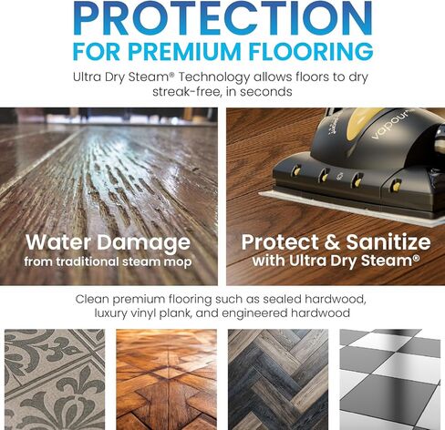 Vapour M2R Steam Mop with Ultra Dry Steam® Technology; Commercial Steam Cleaning Power at 295°F & 50 PSI; Italian Designed & Engineered Safe for Sealed Hardwood & High-End Luxury Flooring in Saudi Arabia