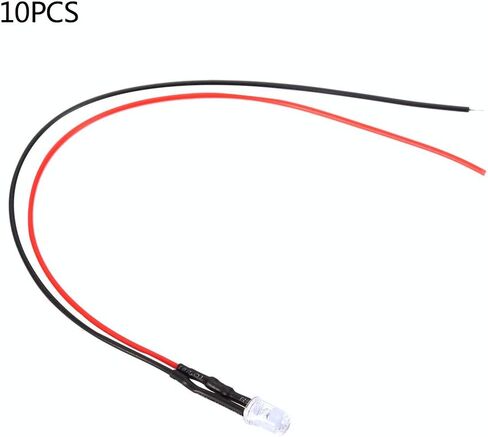 AQXREIGHT 10PCS 12V 5MM LED LED SEDTING DIODE DIED سلكي متعدد الألوان كابل مصباح LED 20CM 0.06W 10PCS 12V 5MM DIODE DIOD in Kuwait