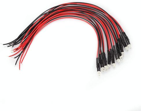 Aramox 10pcs 12v 3mm LED LED SEDITE DIODE سلكي متعدد الألوان كابل ضوء 20 سم 0.06W لتحسين المنزل (الشعر الأبيض الوردي) in Kuwait