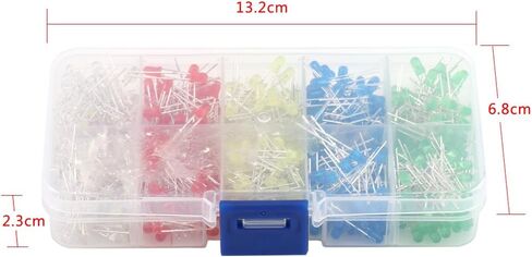 FYDUN 500 PCS 3MM ، 500pcs LED LED LID WHITE صفراء اللون الأحمر الأزرق الأزرق الأزرق المتبادل. in Kuwait