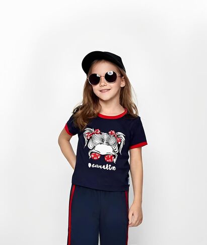 Size 6-12 Years Girls Clothing Sets Short Sleeve Tops & Sweatpants Lounge Set Sweatsuits With Pocket in Kuwait
