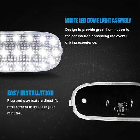 Bestview LED خريطة السقف الداخلي العدسة غطاء ضوء القبة فوق رأس ثنائي الفينيل متعدد الكلور LED ل Dodge RAM 1500 Dakota Neon Caravan Chrysler Sebring Town & Country ، 6000k أبيض مصباح القبة ، مجموعة واحدة in Saudi Arabia