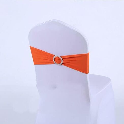 زهور الكرسي ، 50pcs نطاقات كرسي Spandex مرنة مع أشباط solider امتداد القوس sashes (أبيض) in Kuwait