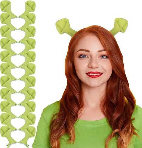 Odtriz 12PCS Green Ogre Ears Headband Cute Monster Hair Clips Halloween Cosplay Party Dress Up Costume Accessories Adults in Saudi Arabia
