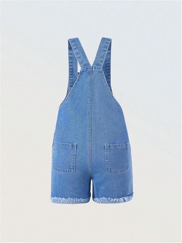 WDIRARA Girl's Floral Embroidered Denim Bib Overall Shorts Ripped Jean Romper with Pockets in Saudi Arabia