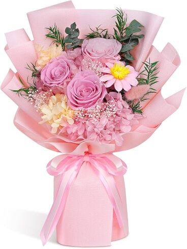 Yastouay Preserved Fresh Flowers for Delivery, Real Forever Flowers Fresh Bouquet with Gifts Box, Mothers Day Flowers for Mom, Birthday Gifts for Women Her in Kuwait