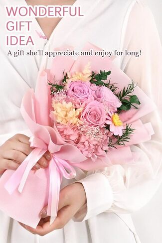 Yastouay Preserved Fresh Flowers for Delivery, Real Forever Flowers Fresh Bouquet with Gifts Box, Mothers Day Flowers for Mom, Birthday Gifts for Women Her in Kuwait