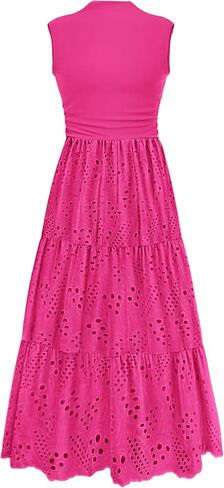 Prettygarden الفساتين الصيفية للنساء 2025 العيينة العيينة غير أكيمة زفاف ضيف Maxi فستان دبابة أعلى sundress مع جيوب in Kuwait