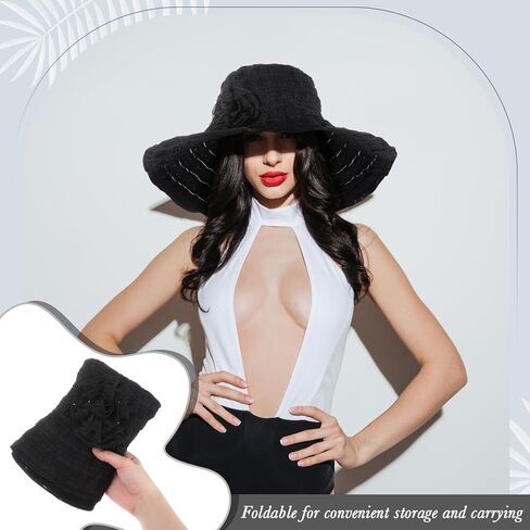 Women Ruffled Sun Hat Foldable Beach Hat Floppy Lace Wide Brim Cap Summer UV Protection Travel Garden Outdoor in Kuwait