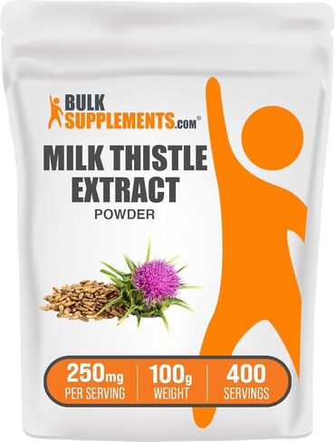 BulkSupplements.com Milk Thistle Extract Powder - Herbal Extract for Liver Health, Milk Thistle Supplement - Gluten Free, 250mg per Serving, 250g (8.8 oz) (Pack of 1) in Saudi Arabia
