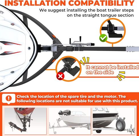Heavy Duty Boat Trailer Steps - Non-Slip Ladder with Safety Handle, Universal Fit for Bass/Pontoon Boats & Trailer Tongue Mount (3-Step Design) in Kuwait