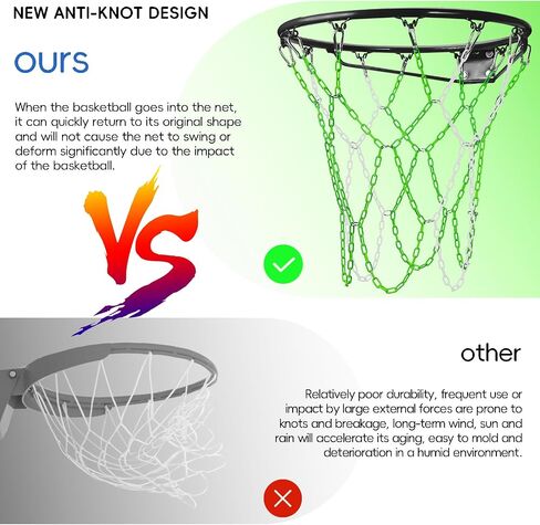 Basketball Net Heavy Duty Replacement,Carbon Steel Chain Basketball net, Anti-Rust Use Indoor Outdoor Standard 12 Loops Hoop in Kuwait