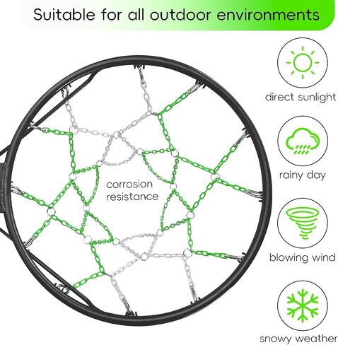 Basketball Net Heavy Duty Replacement,Carbon Steel Chain Basketball net, Anti-Rust Use Indoor Outdoor Standard 12 Loops Hoop in Kuwait
