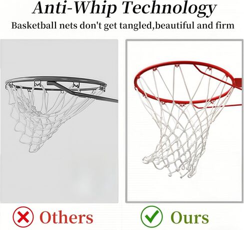 2 Pack Heavy Duty Basketball Net Replacement,2025 Upgrade Heavy Duty Basketball Net, All Weather Anti Whip,12 Loops Fits Standard Indoor or Outdoor Rims in Saudi Arabia