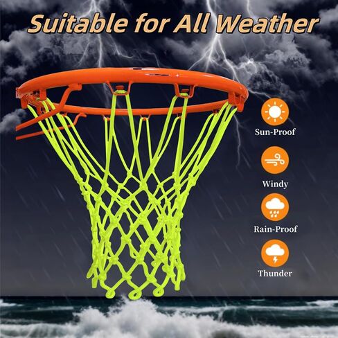 2 Pack Heavy Duty Basketball Net Replacement,2025 Upgrade Heavy Duty Basketball Net, All Weather Anti Whip,12 Loops Fits Standard Indoor or Outdoor Rims in Saudi Arabia