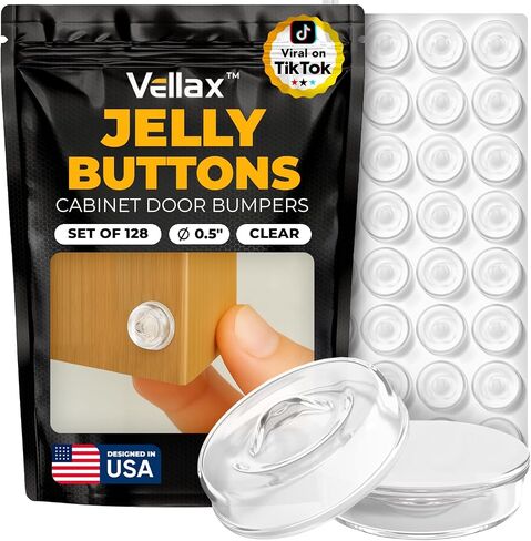 128 Self Adhesive Cabinet Door Bumpers – Sticky Clear Silicone Rubber Pads for Furniture Drawers, Kitchen Cabinets, Decor, Wall Protection – Vellax in Kuwait