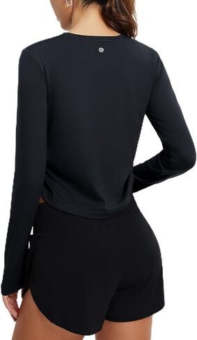 baleaf Women's Long Sleeve Workout Tops Lightweight Athletic Running Shirts Soft Casual Gym Sports T-Shirt Thumb Loop in Saudi Arabia